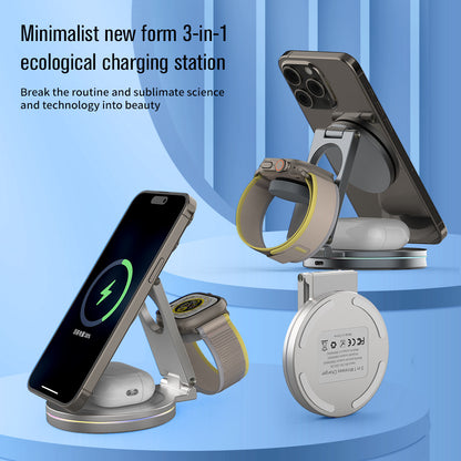 Three-in-one magnetic wireless charger