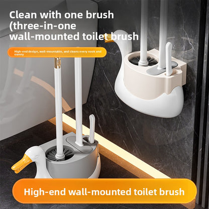 Three-in-One Toilet Brush Wall Mount Set