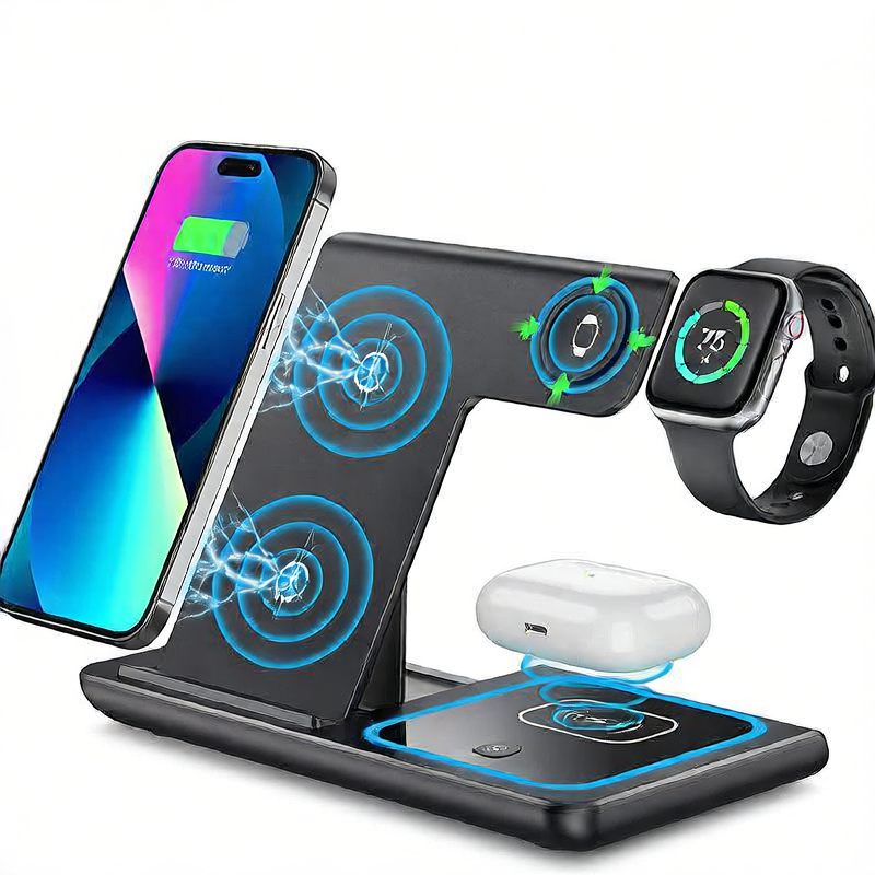 Three-in-One Wireless Charging Stand for Phone Earphones Watch
