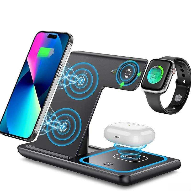 Three-in-One Wireless Charging Stand for Phone Earphones Watch