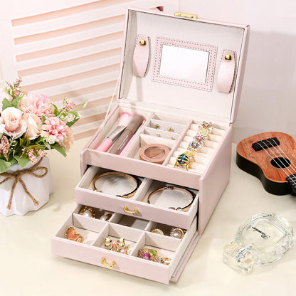 Three-Layer Leather Jewelry Box