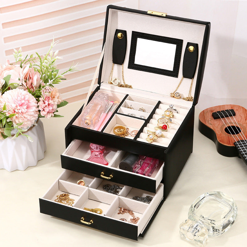 Three-Layer Leather Jewelry Box