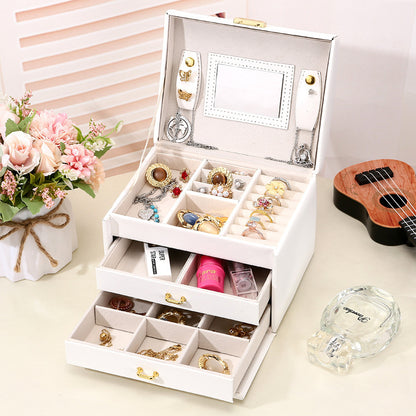 Three-Layer Leather Jewelry Box