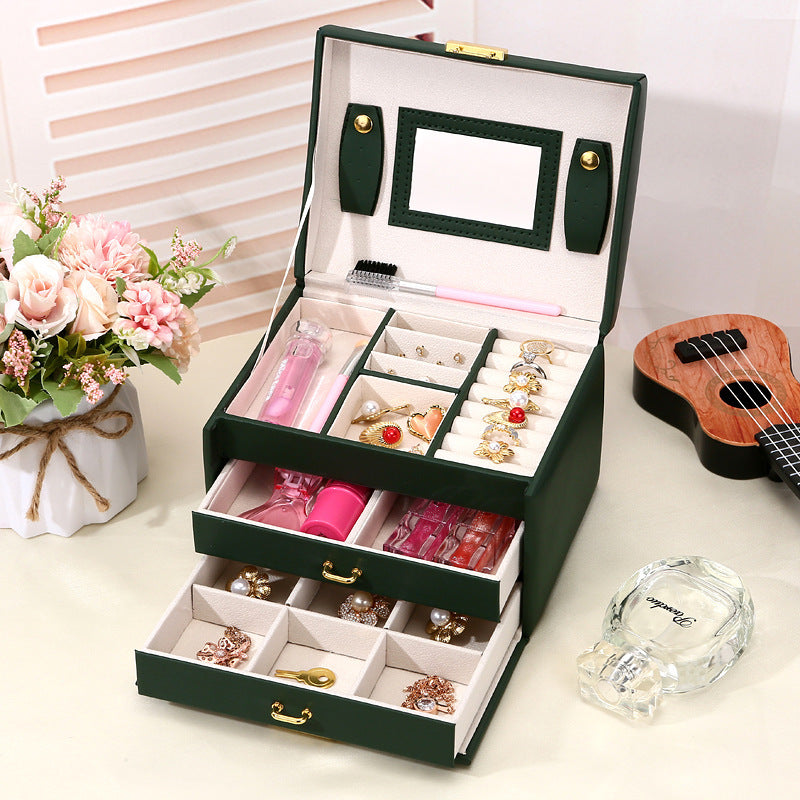 Three-Layer Leather Jewelry Box