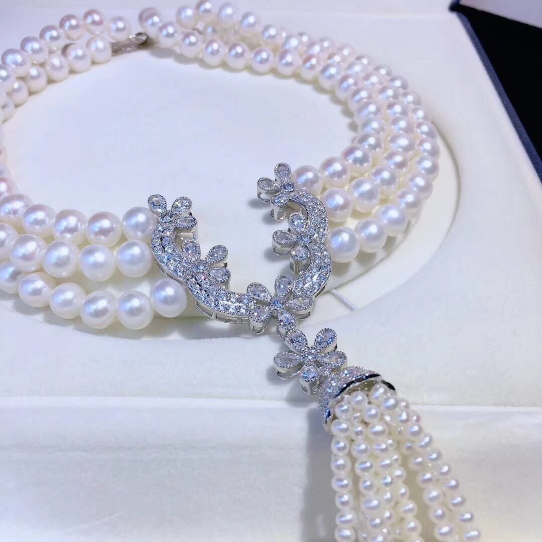 Three Layer Pearl Collar Necklace