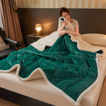 Three-Layer Quilted Velvet Blanket