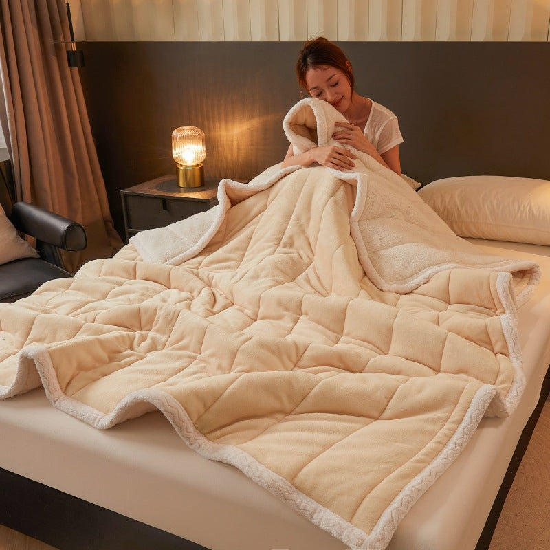 Three-Layer Quilted Velvet Blanket