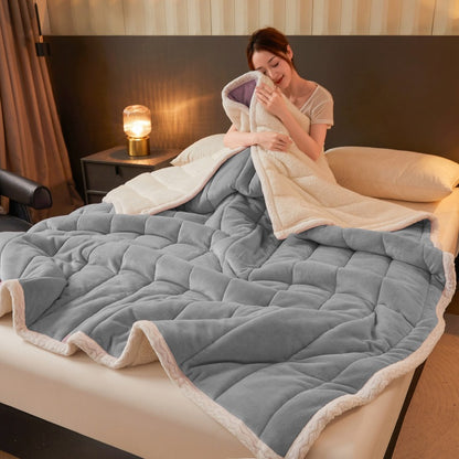 Three-Layer Quilted Velvet Blanket