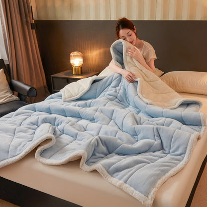 Three-Layer Quilted Velvet Blanket