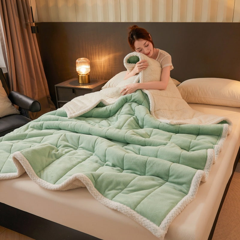 Three-Layer Quilted Velvet Blanket