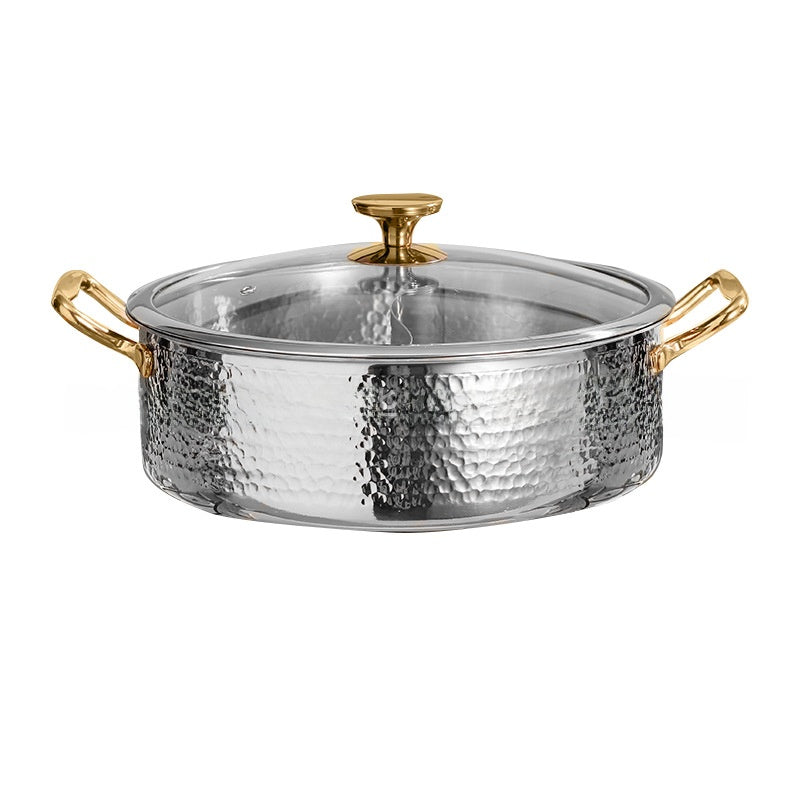 Three-layer stainless steel twin-basin pot