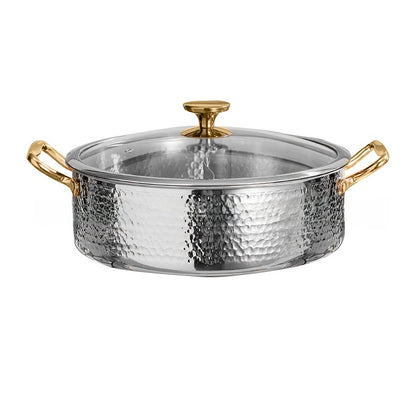 Three-layer stainless steel twin-basin pot
