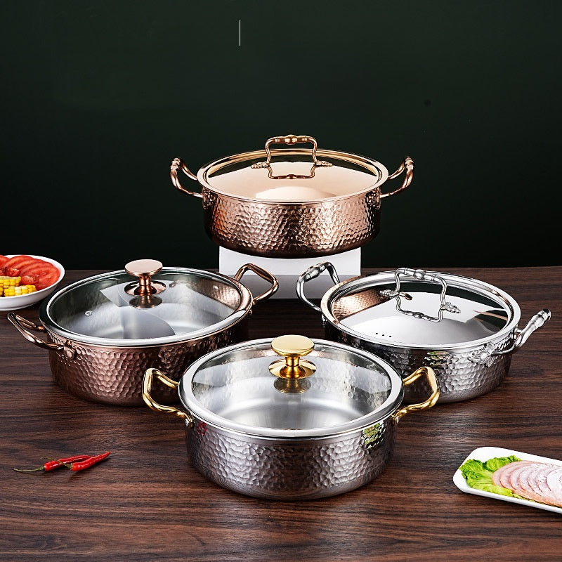 Three-layer stainless steel twin-basin pot