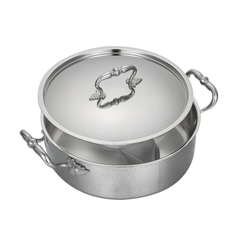 Three-layer stainless steel twin-basin pot