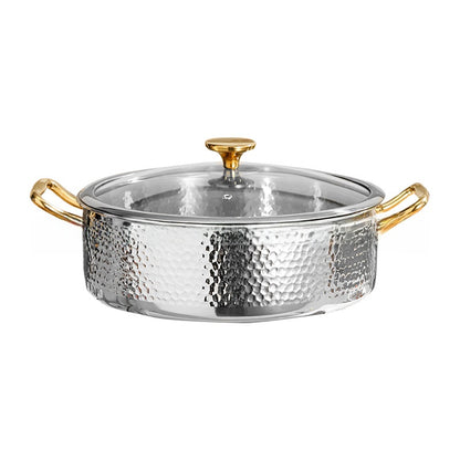 Three-layer stainless steel twin-basin pot