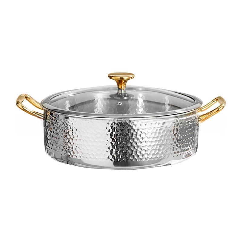 Three-layer stainless steel twin-basin pot