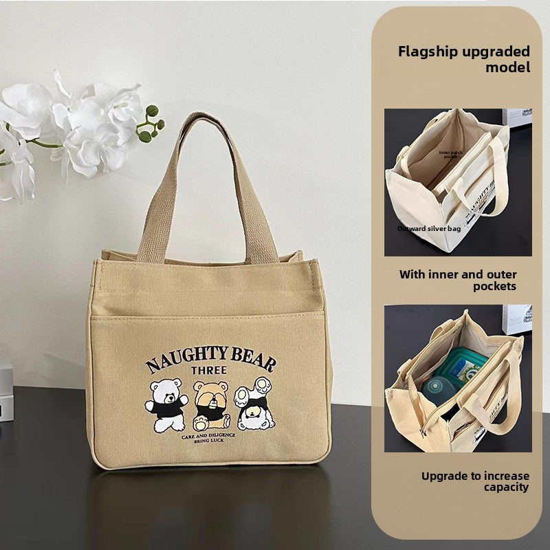 Three Little Bears Canvas Bag, Maternal and Child Handbag