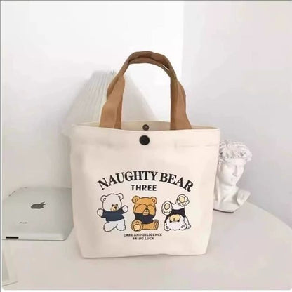 Three Little Bears Canvas Bag, Maternal and Child Handbag