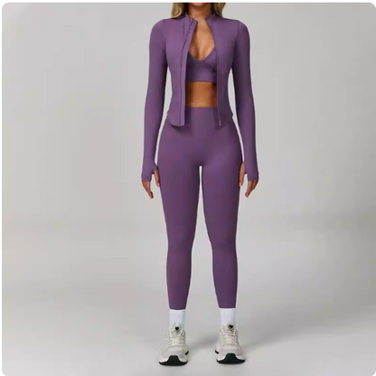 Three-piece sports fitness suit