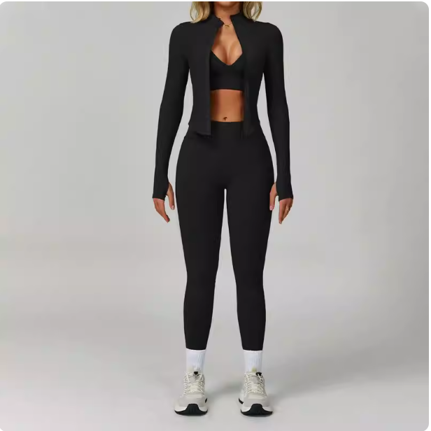 Three-piece sports fitness suit