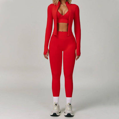 Three-piece sports fitness suit