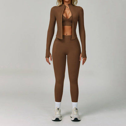 Three-piece sports fitness suit