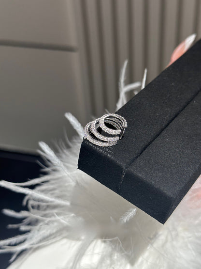 Three-Ring Diamond Drop Ear Cuff
