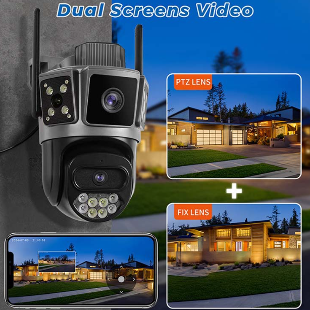 Three-Screen Home Wireless Surveillance Camera