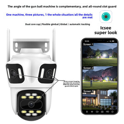 Three-screen remote monitoring camera