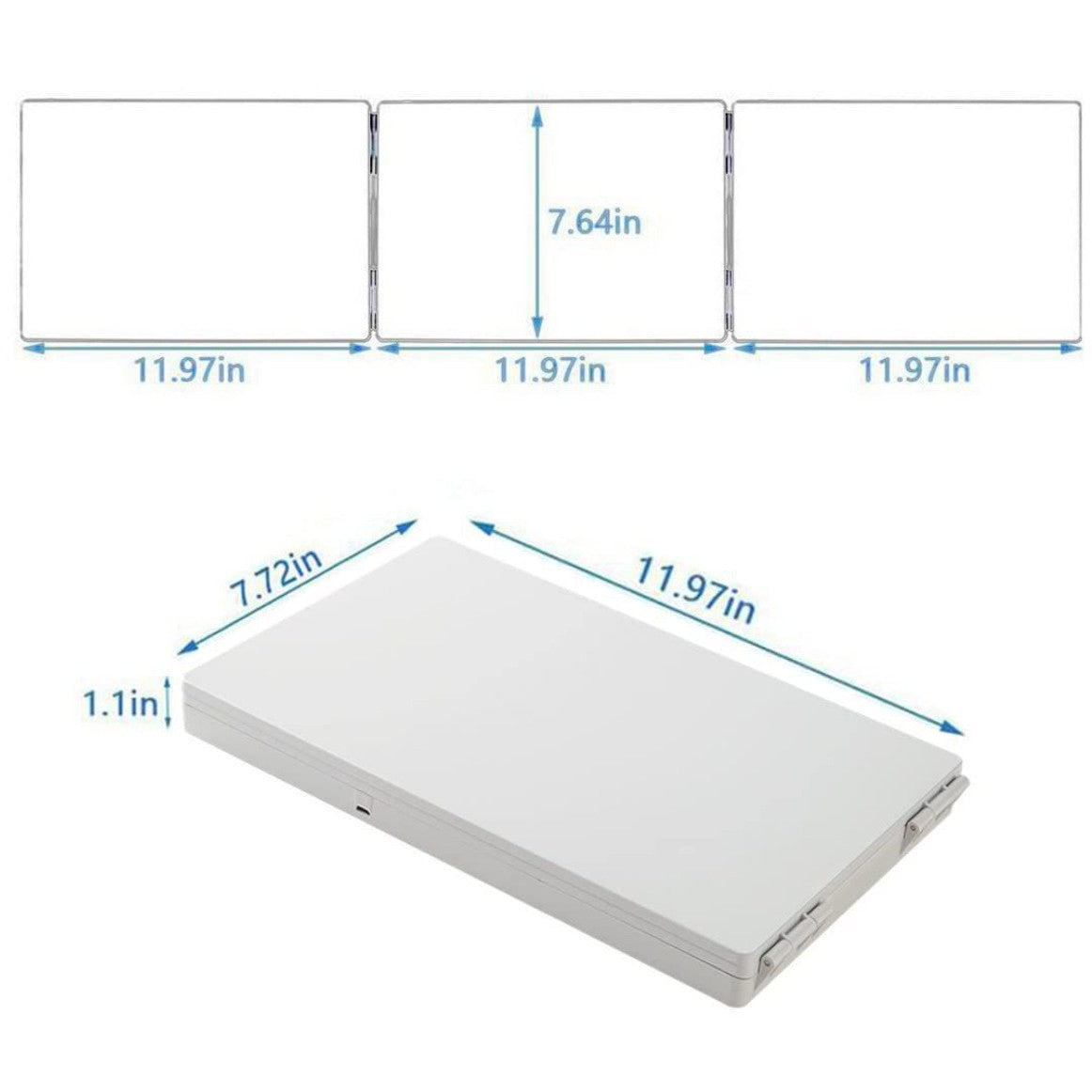Three-Sided Folding Makeup Mirror with LED Light