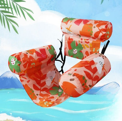Three-Tube Inflatable Floating Pool Seat with Foldable Backrest