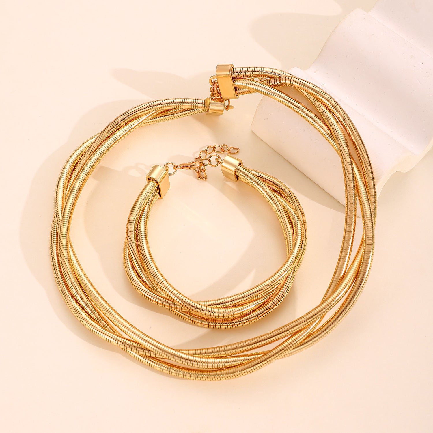 Three-wire wound spring collar bracelet