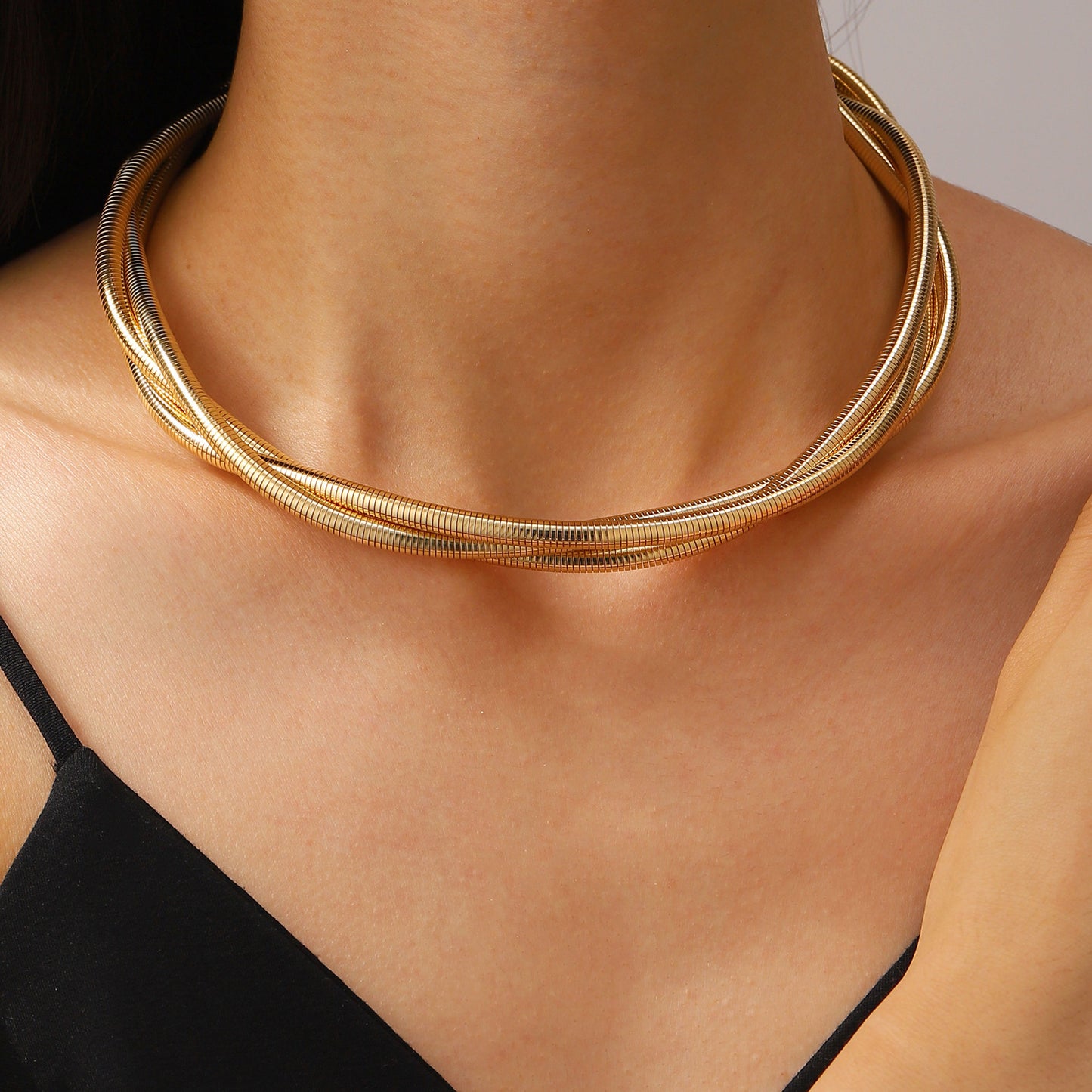 Three-wire wound spring collar bracelet