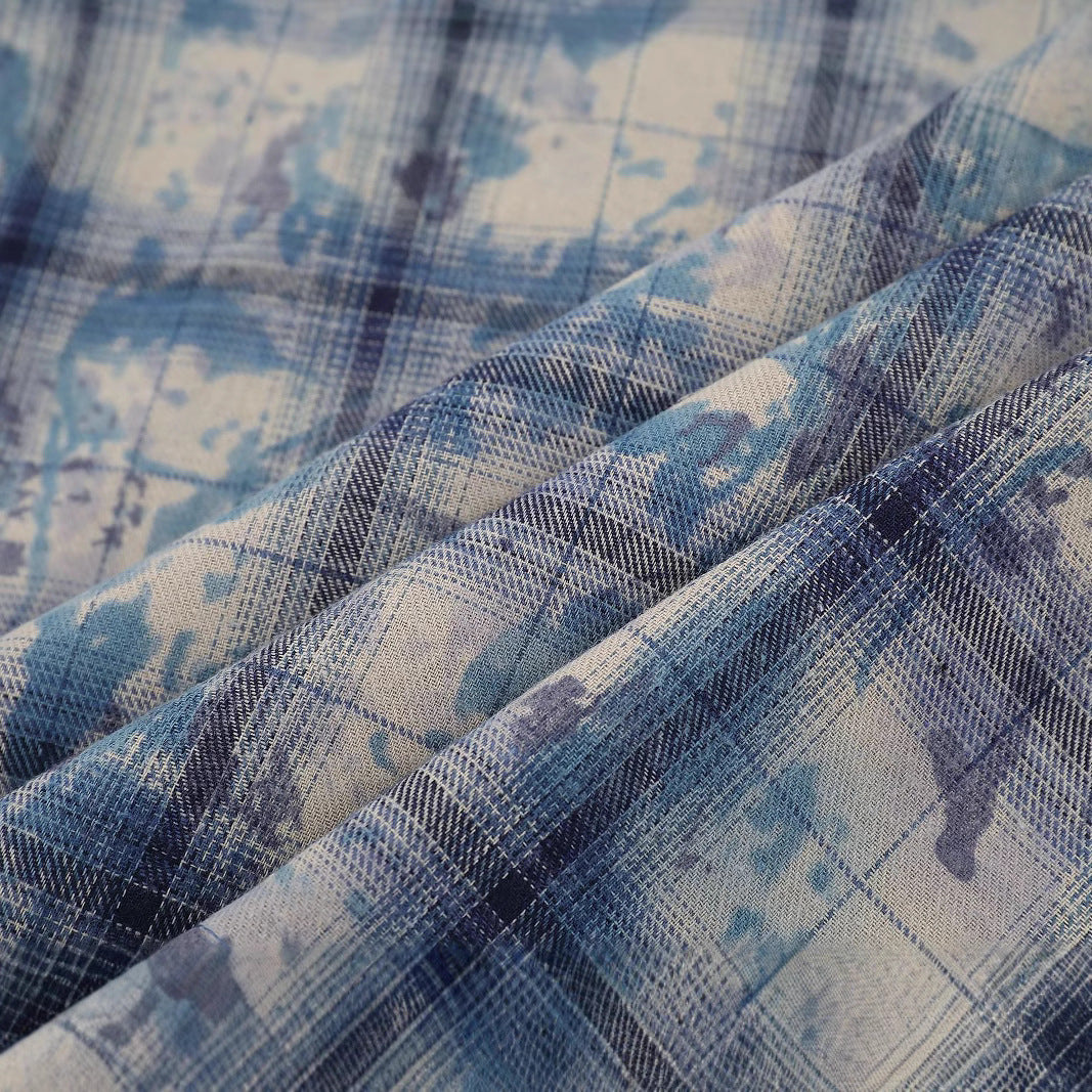 Tie Dye Plaid Shirt Men