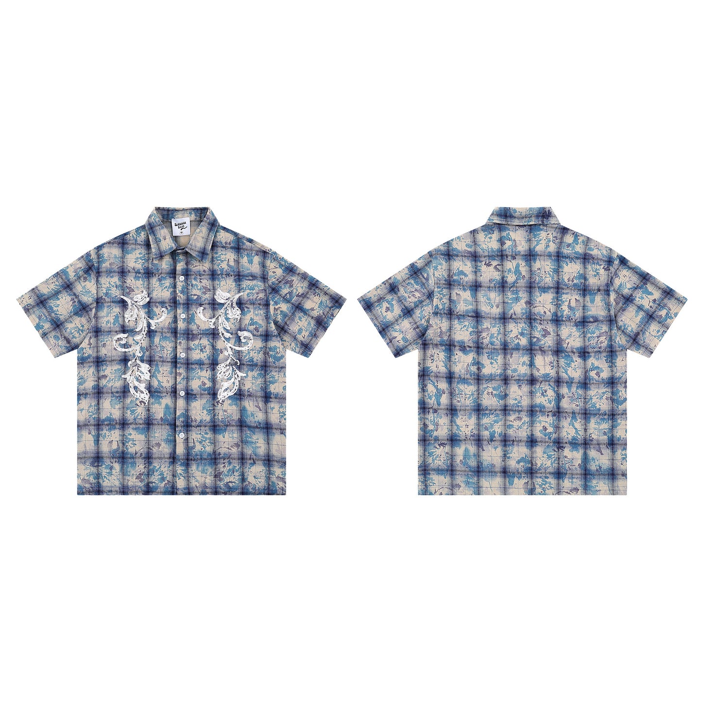 Tie Dye Plaid Shirt Men