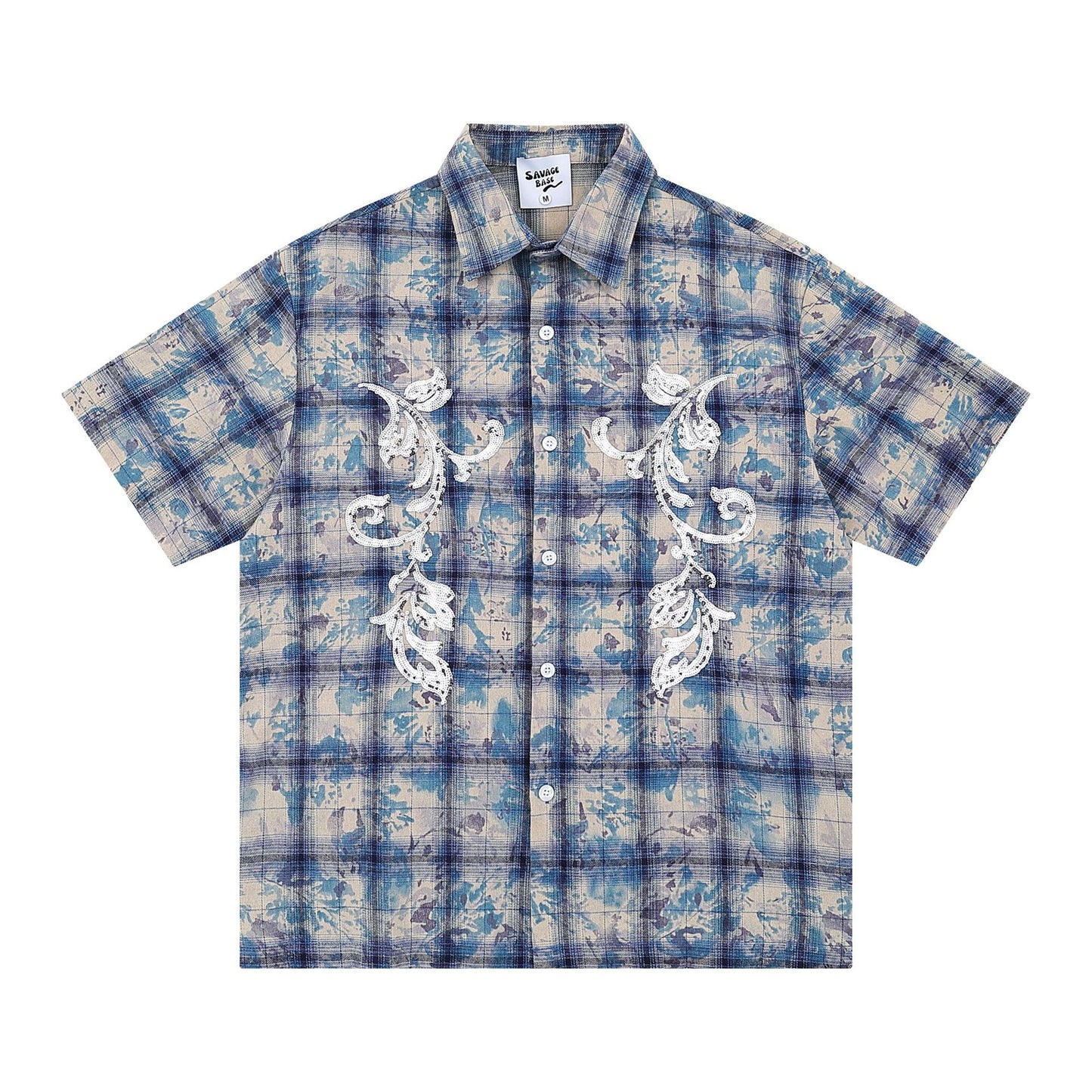Tie Dye Plaid Shirt Men