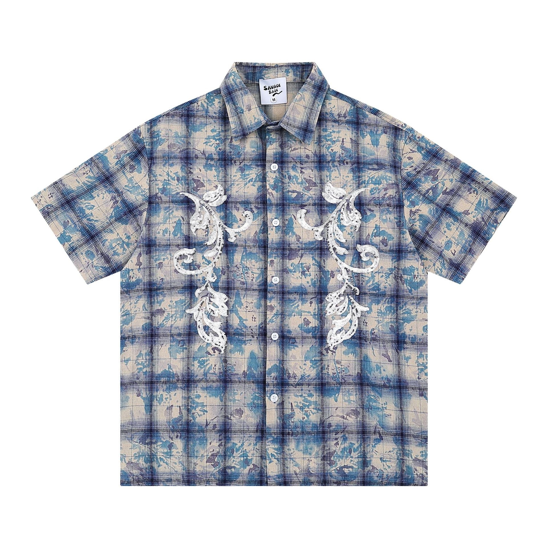 Tie Dye Plaid Shirt Men
