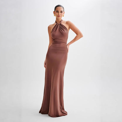 Tie-waist halter neck dress