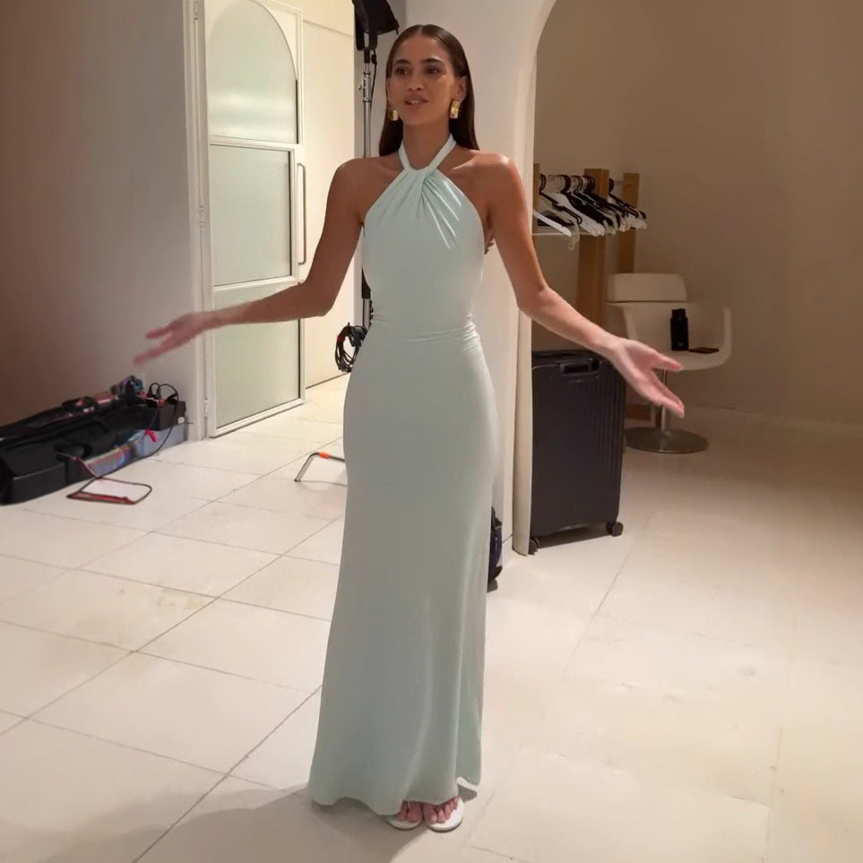 Tie-waist halter neck dress