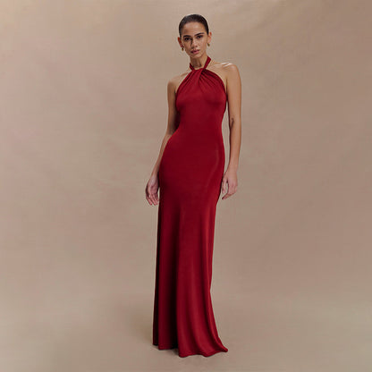 Tie-waist halter neck dress