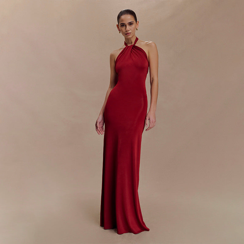 Tie-waist halter neck dress
