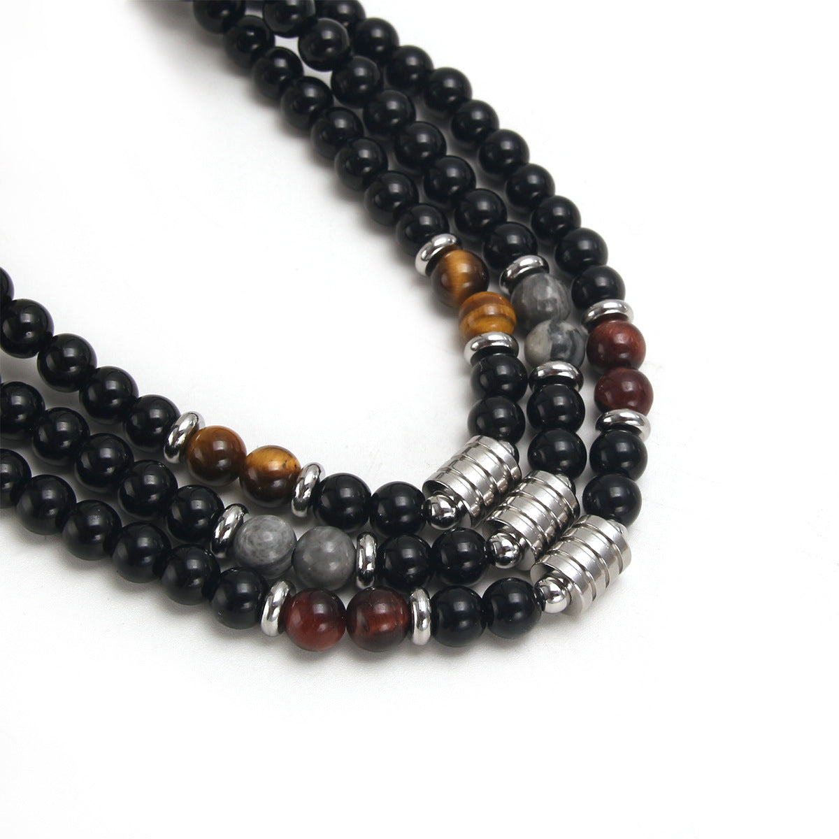 Tiger Eye Stone Bead Necklace with OT Clasp