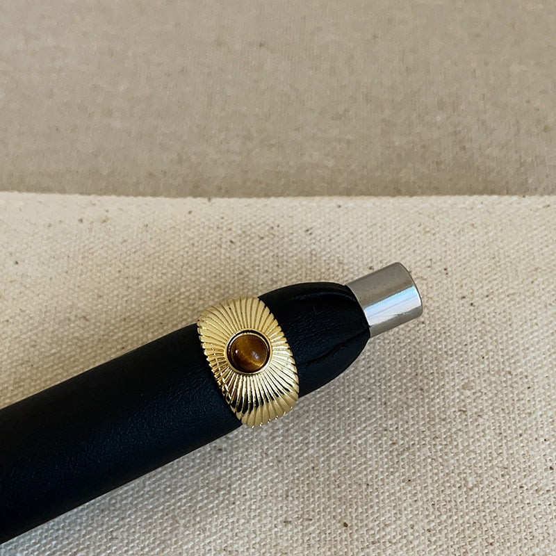 Tiger's eye metal opening ring