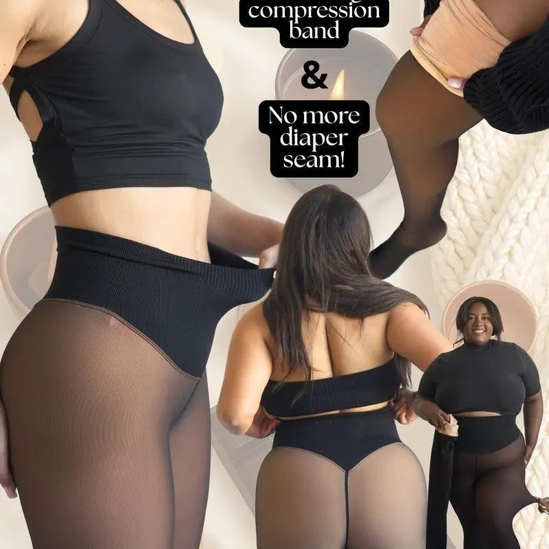 Tight-fitting thermal tights with sheer finish