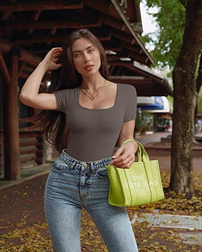 Tight Square Neck Short Sleeve Jumpsuit
