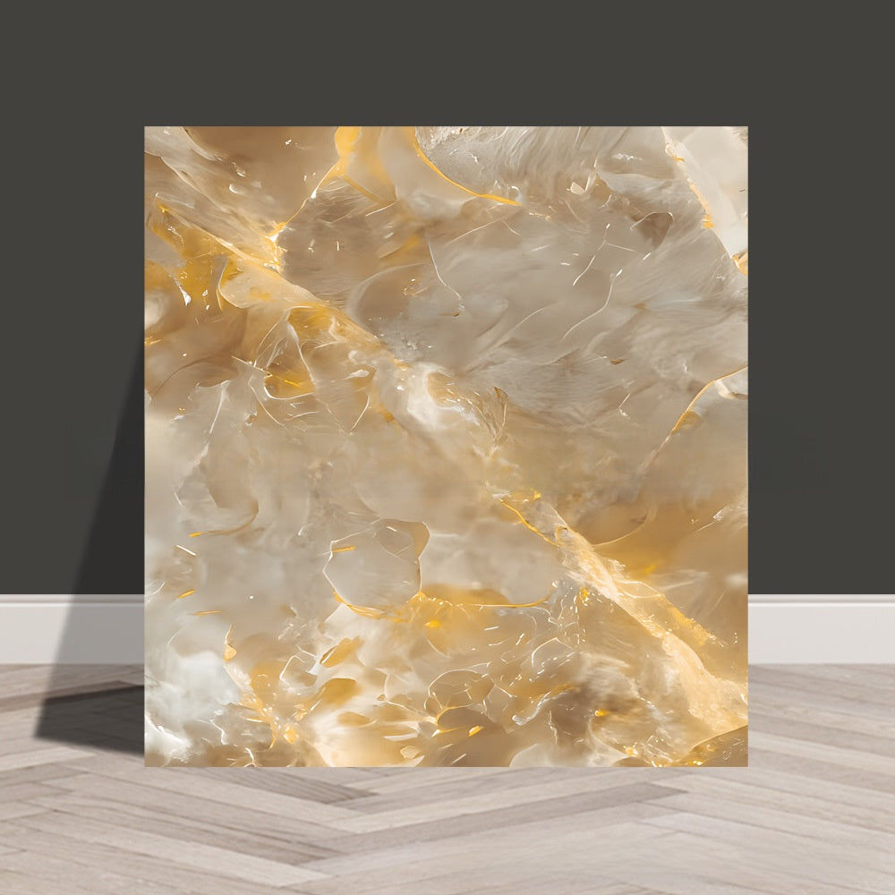 Tile stickers are pasted on the imitation marble wall