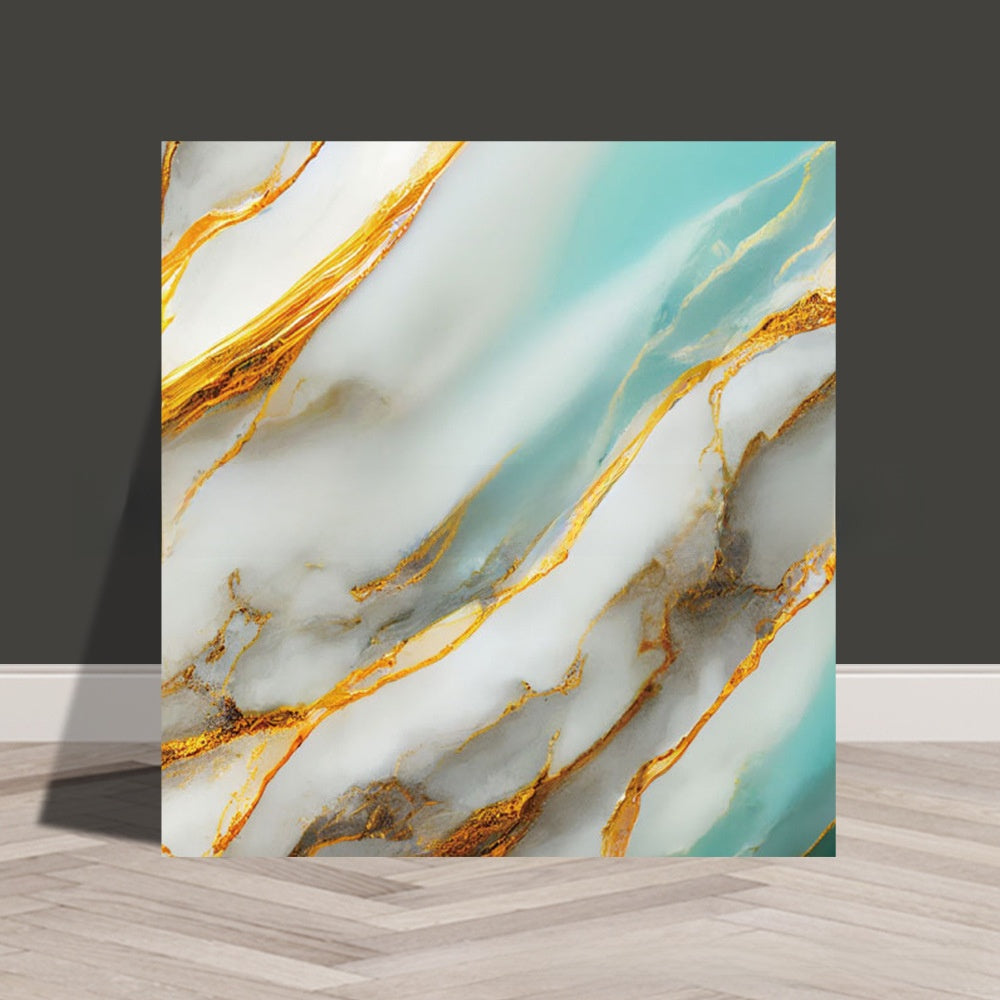 Tile stickers are pasted on the imitation marble wall