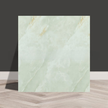 Tile stickers are pasted on the imitation marble wall