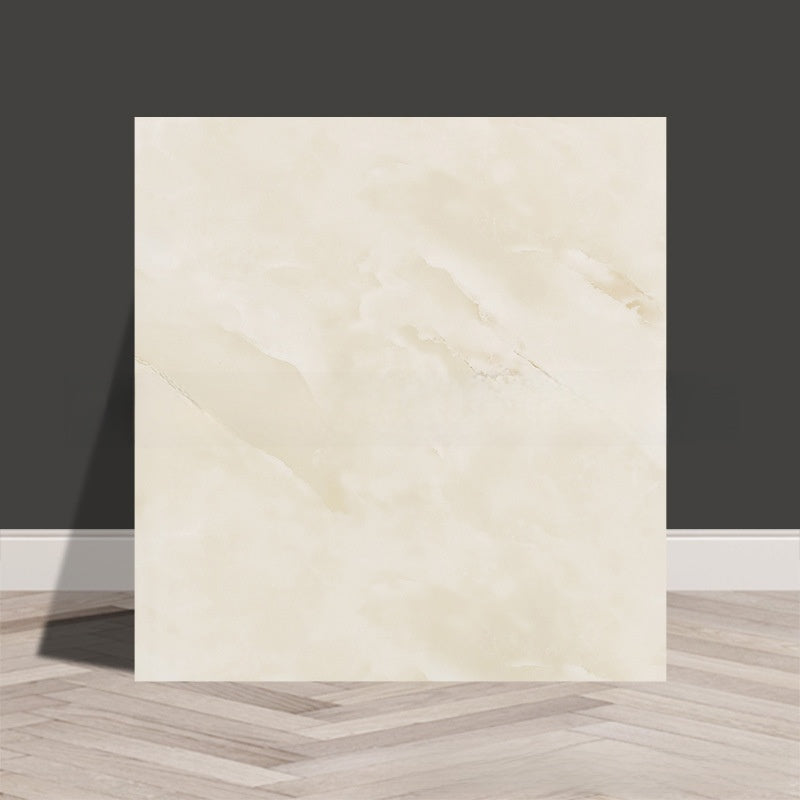 Tile stickers are pasted on the imitation marble wall