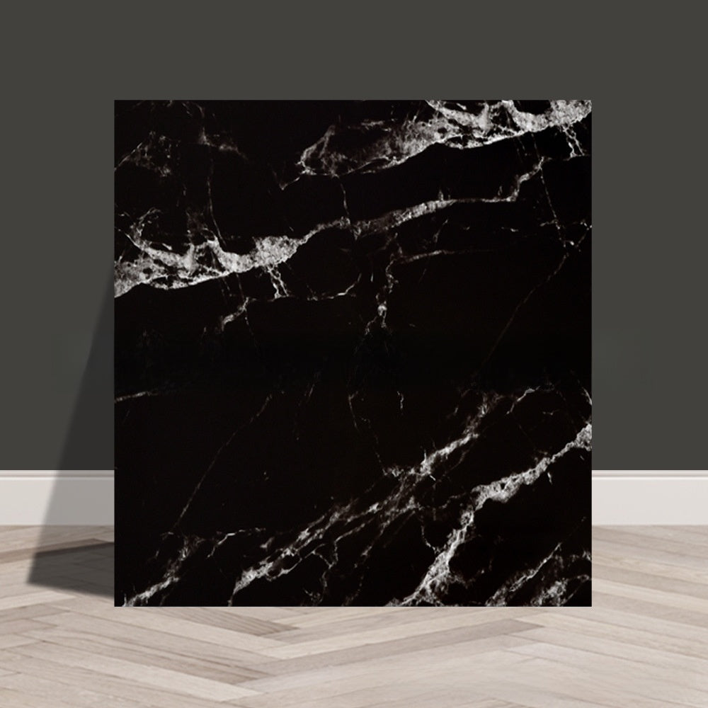 Tile stickers are pasted on the imitation marble wall
